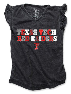 Texas Tech "Letter Patterns" Kids Ruffle Sleeve Tee