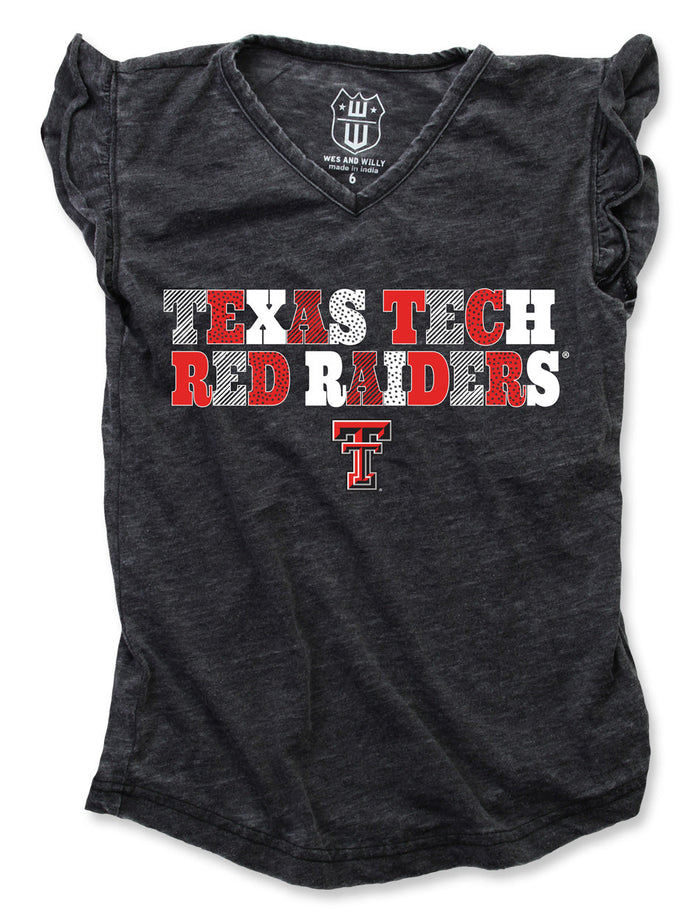 Texas Tech "Letter Patterns" Kids Ruffle Sleeve Tee