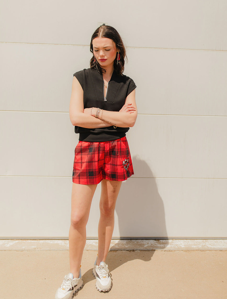 Texas Tech Queen of Sparkles Plaid Mascot Shorts