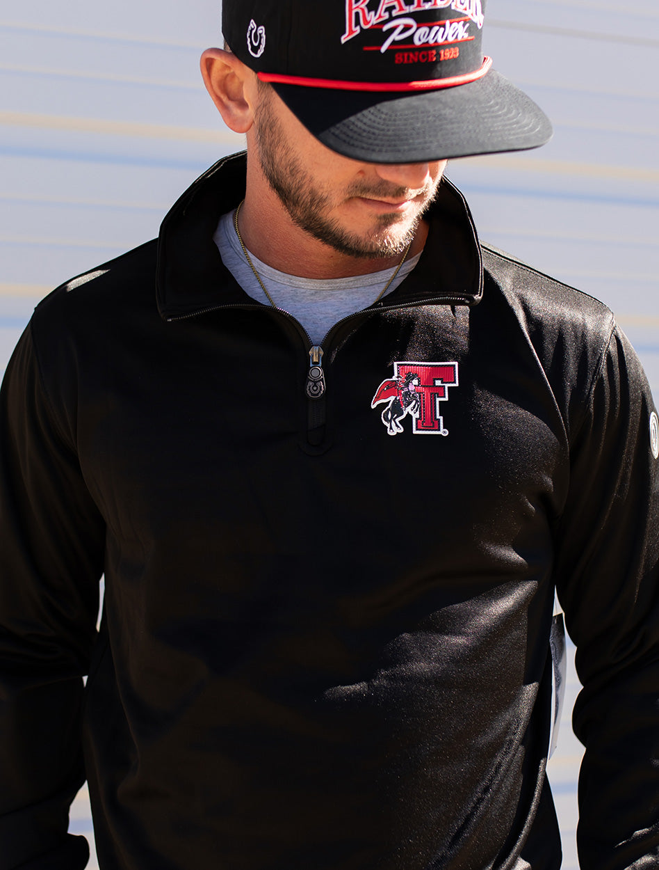 Texas Tech Dark Horse Essentials "Throwback Rearing Rider" 3.0 Quarter-Zip Pullover