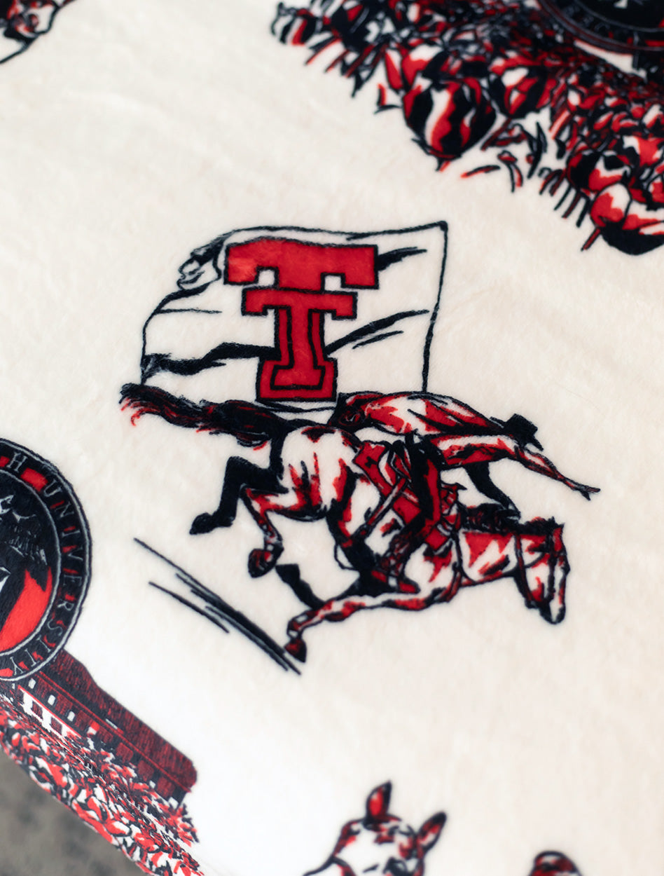 Texas Tech Toile Pattern Flannel Blanket