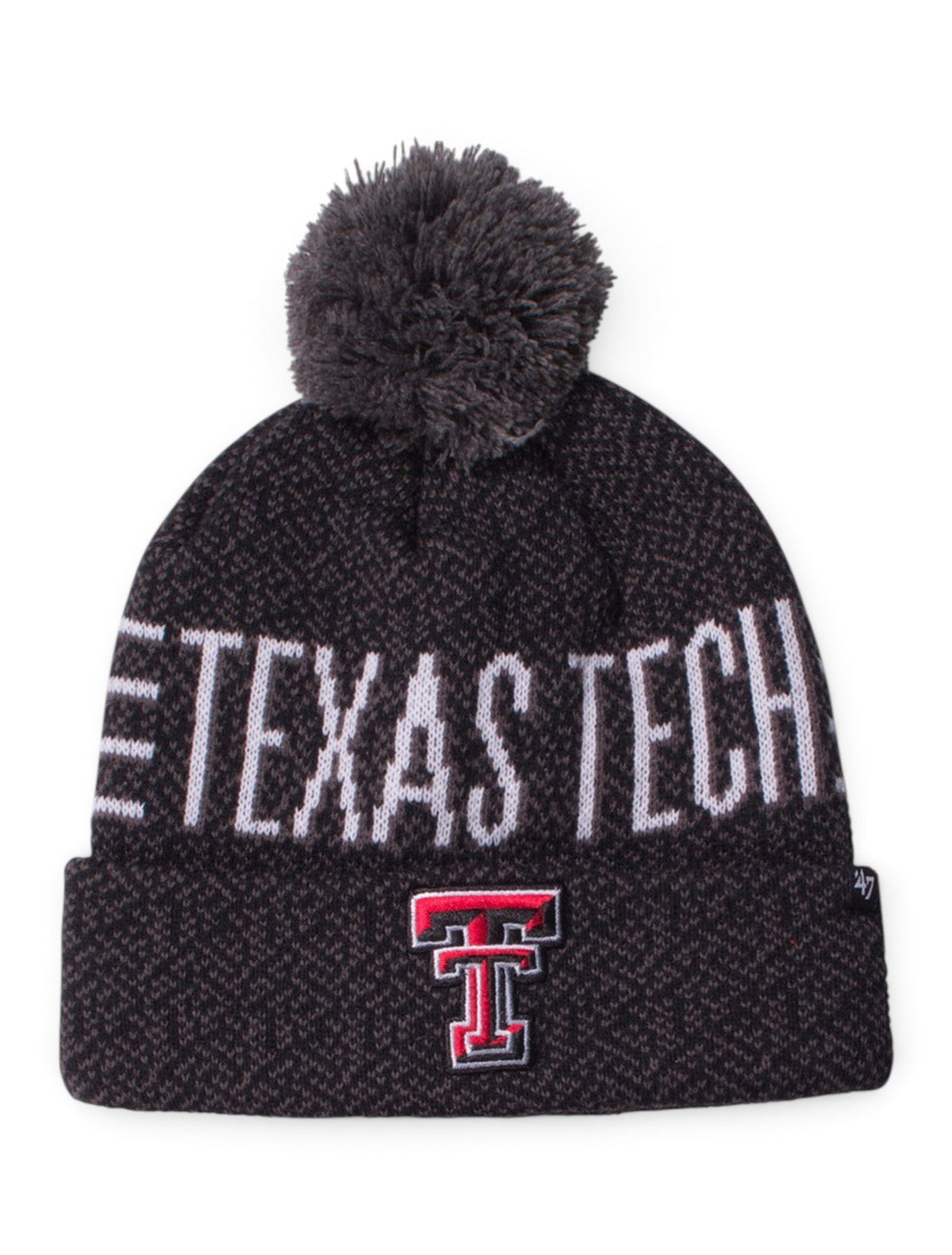47 Brand Texas Tech "Charcoal Puff" Beanie – Front view