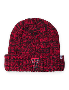 47 Brand Texas Tech "Cozy" Double T Women's Black and Red Knit Cap – Front view