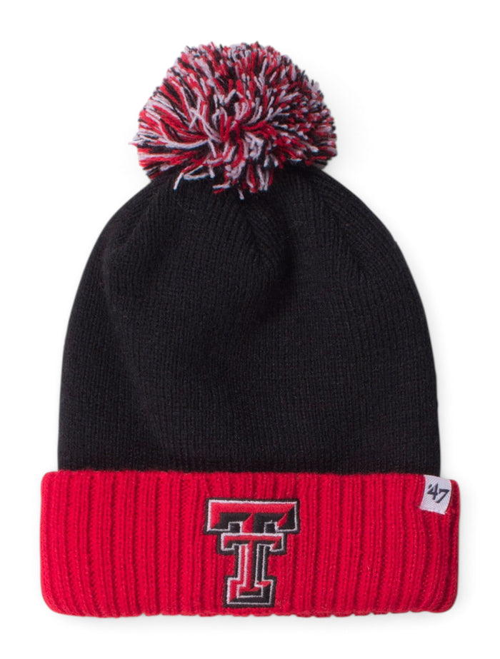 47 Brand Texas Tech "Distance" YOUTH Red and Black Knit Cap – Front view