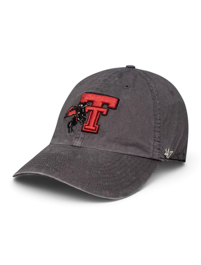 47 Brand Texas Tech Red Raiders "Hudson" Vault Masked Rider Double T Adjustable Cap – Grey front view