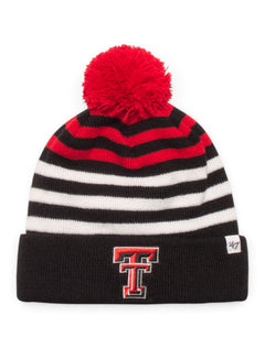 47 Brand Texas Tech "Yipes" YOUTH Black, Red & White Beanie – Front view
