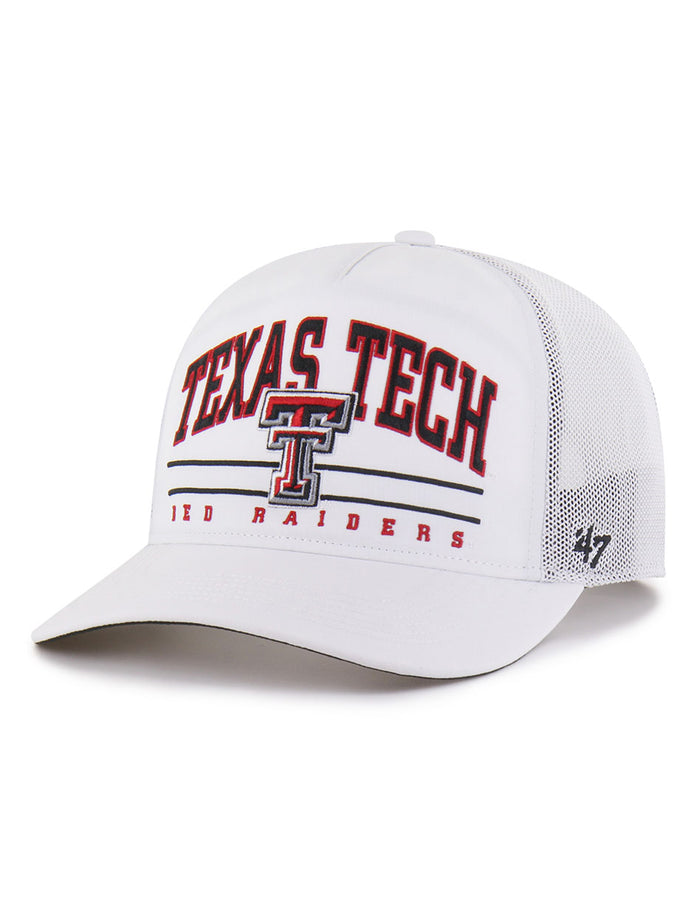 White 47 Brand Texas Tech snapback cap with TEXAS TECH and the Double T embroidered on the front