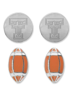 Texas Tech Red Raiders "Double Play Football" 2 Pack Earrings