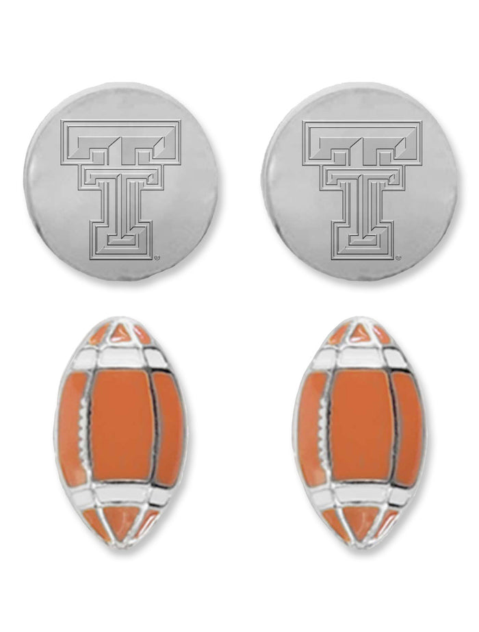 Texas Tech Red Raiders "Double Play Football" 2 Pack Earrings