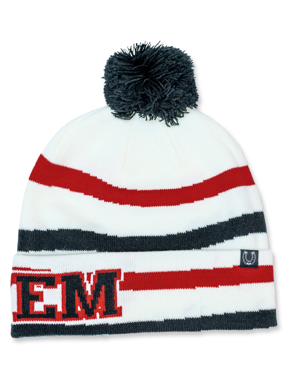 Texas Tech Dark Horse "Tech Street" Pom White Beanie