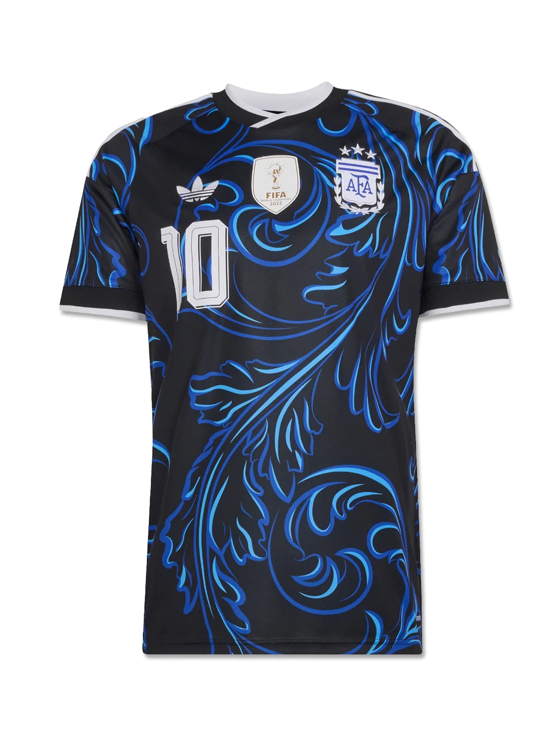 Adidas Argentina 26 Away Messi #10 Jersey in Black & Lucid Blue — front view