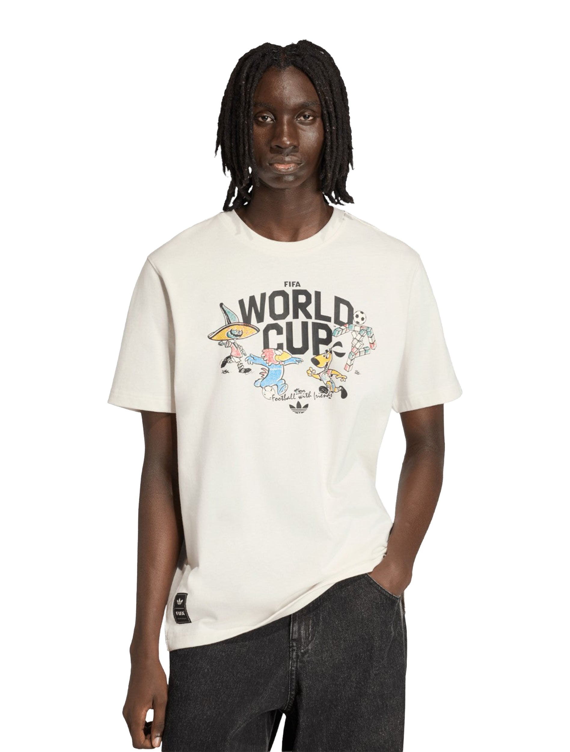 Adidas FIFA World Cup 26 Group Mascot T-Shirt worn by model — front