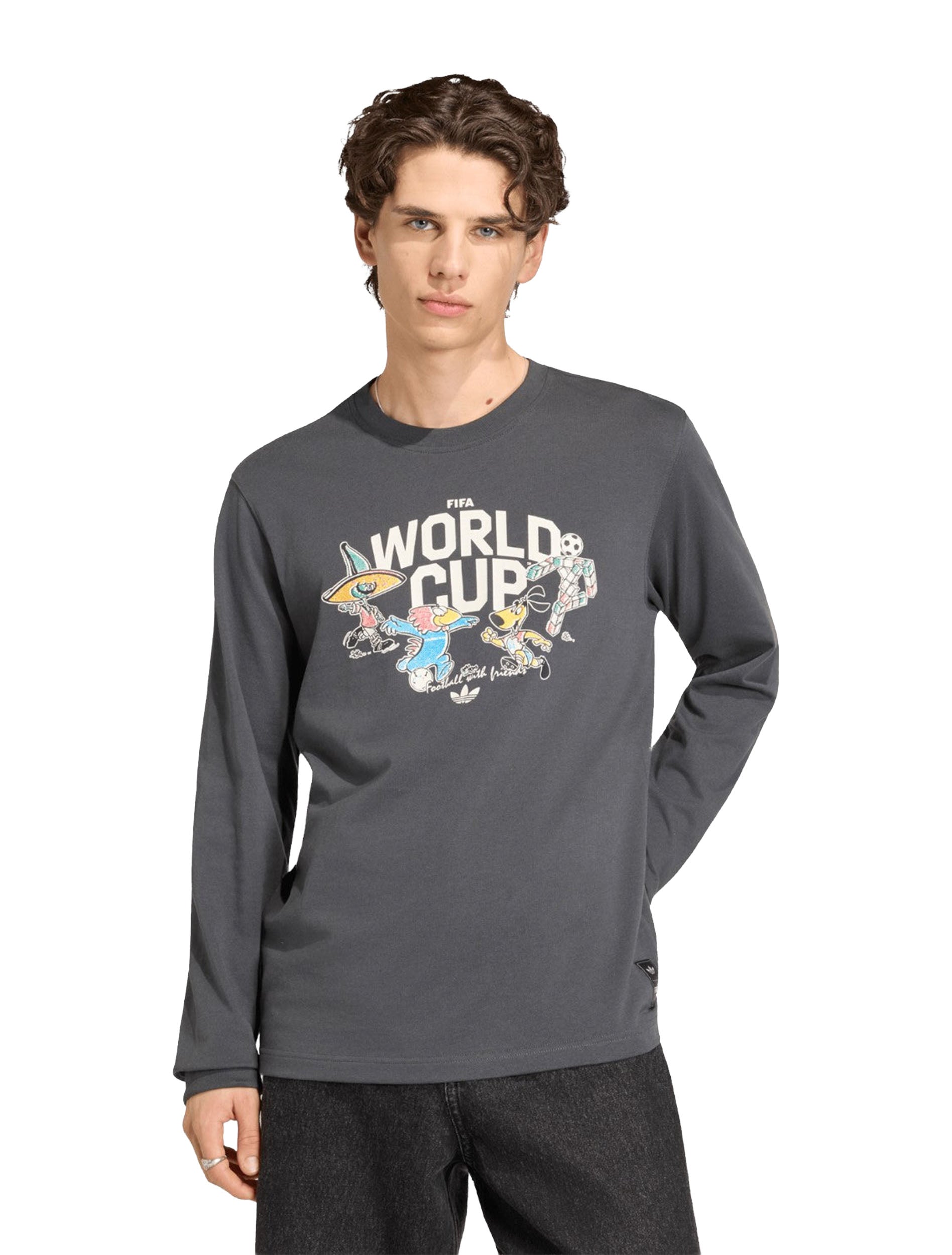 Adidas FIFA World Cup 26 Mascot Long Sleeve T-Shirt worn by model — front