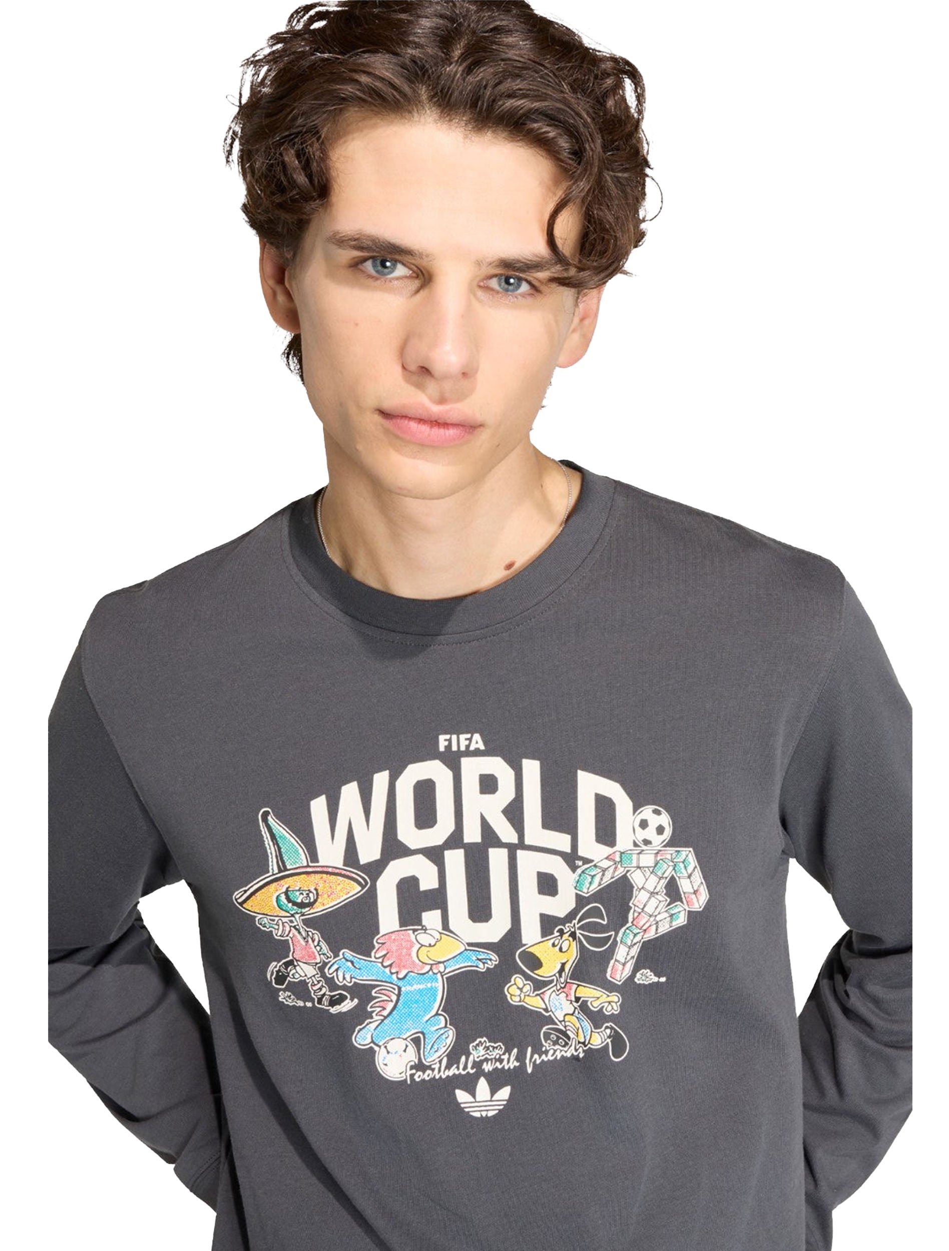 Official FIFA World Cup 26 mascot graphic detail on Adidas Long Sleeve T-Shirt