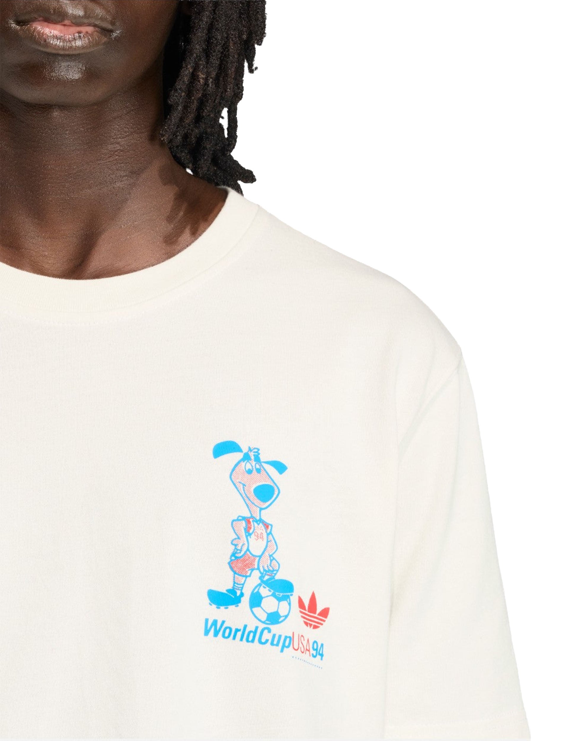 Collar and adidas branding detail on FIFA World Cup 26 Striker Mascot T-Shirt