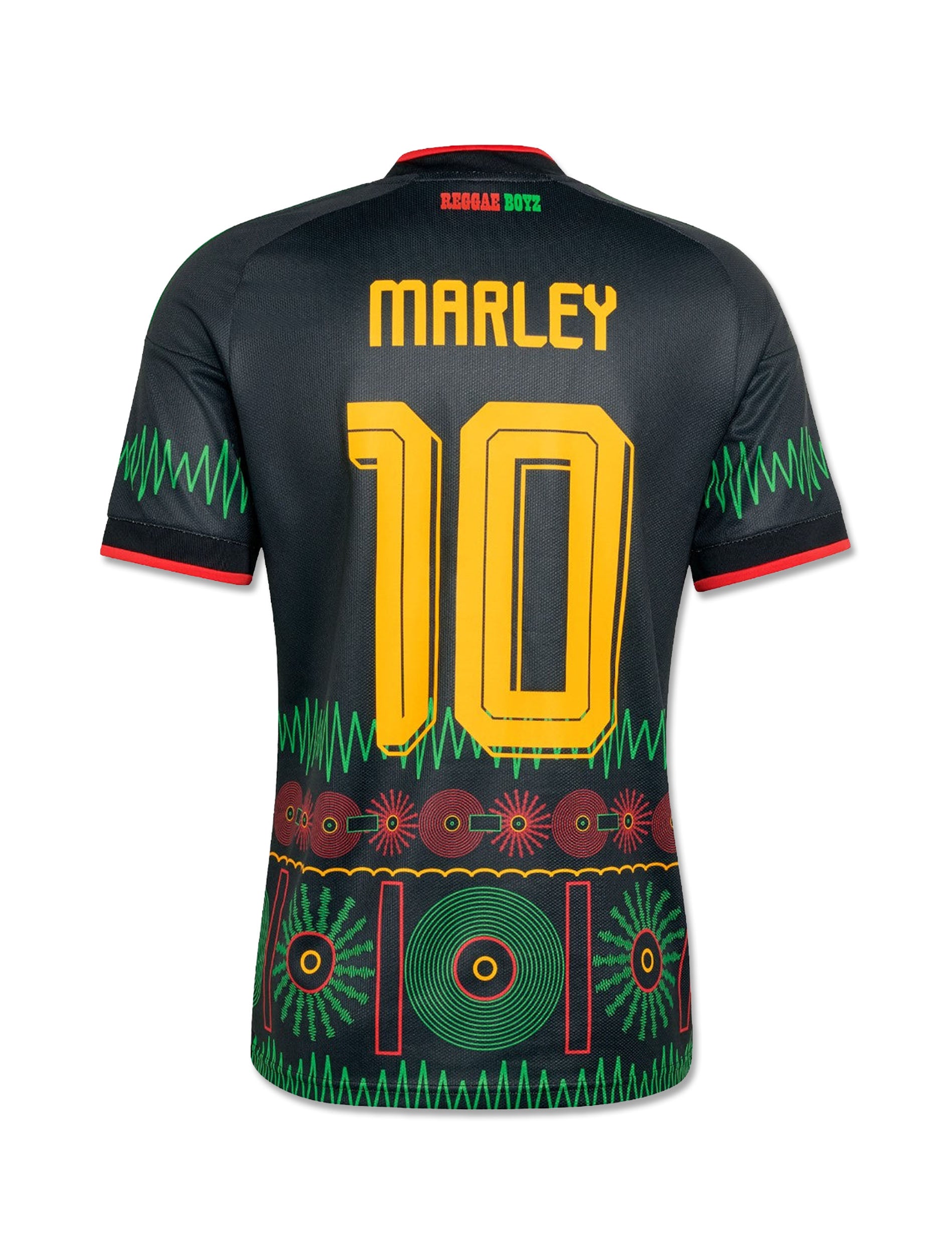 Adidas Jamaica 26 x Bob Marley Away Jersey in Black & Gold — back view