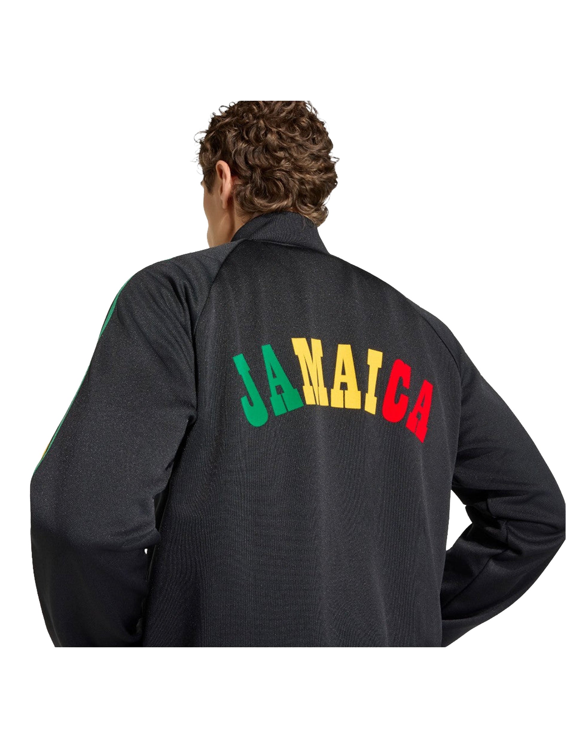 Adidas trefoil and gold branding detail on Jamaica x Bob Marley Track Jacket