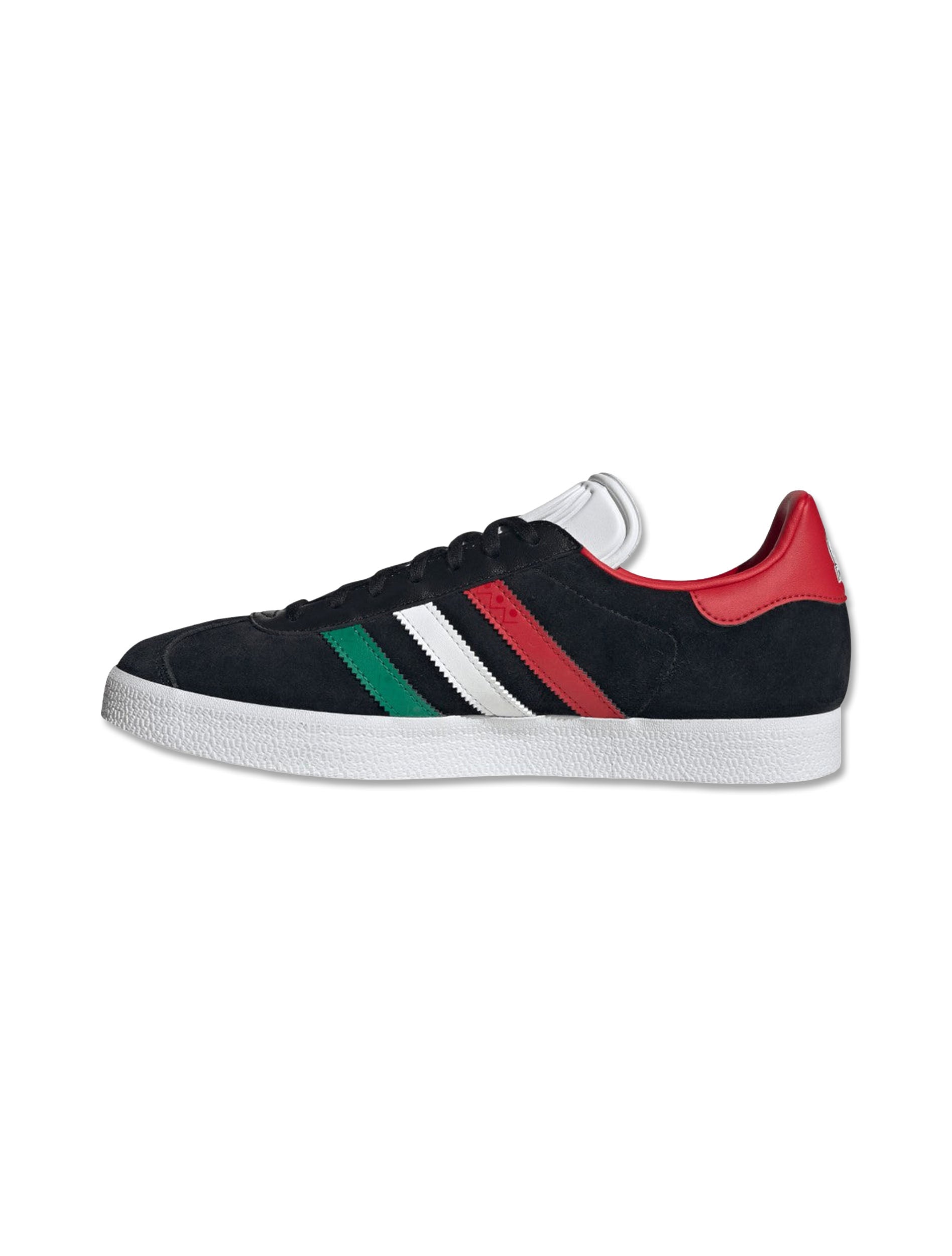 Adidas Mexico Gazelle Sneakers in Core Black, Cloud White & Better Scarlet - Side