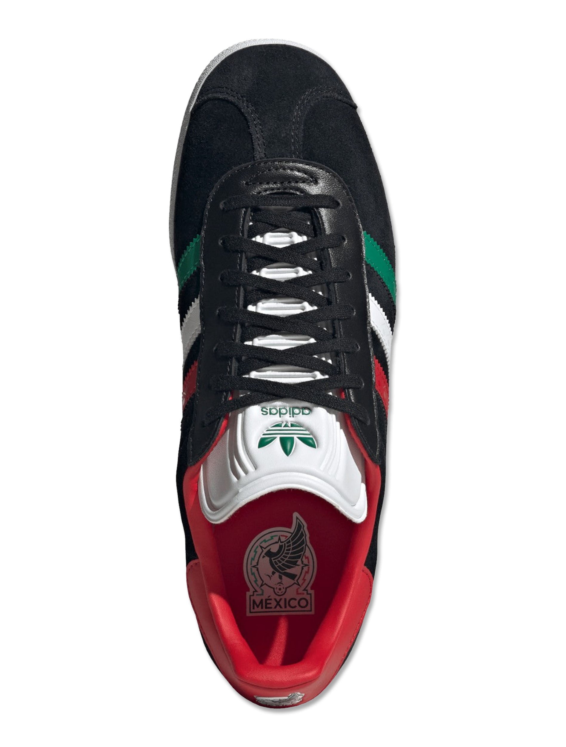 Adidas Mexico Gazelle Sneakers in Core Black, Cloud White & Better Scarlet - Top
