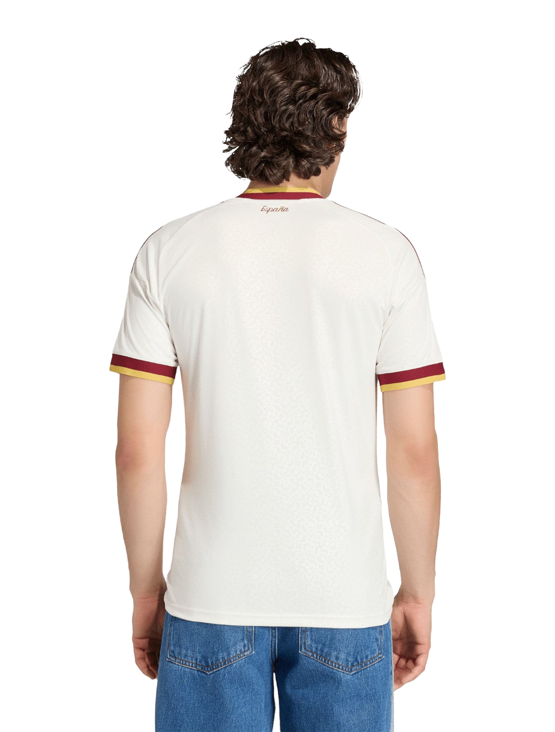 Adidas Spain 26 Away Jersey in Off White worn by model — back