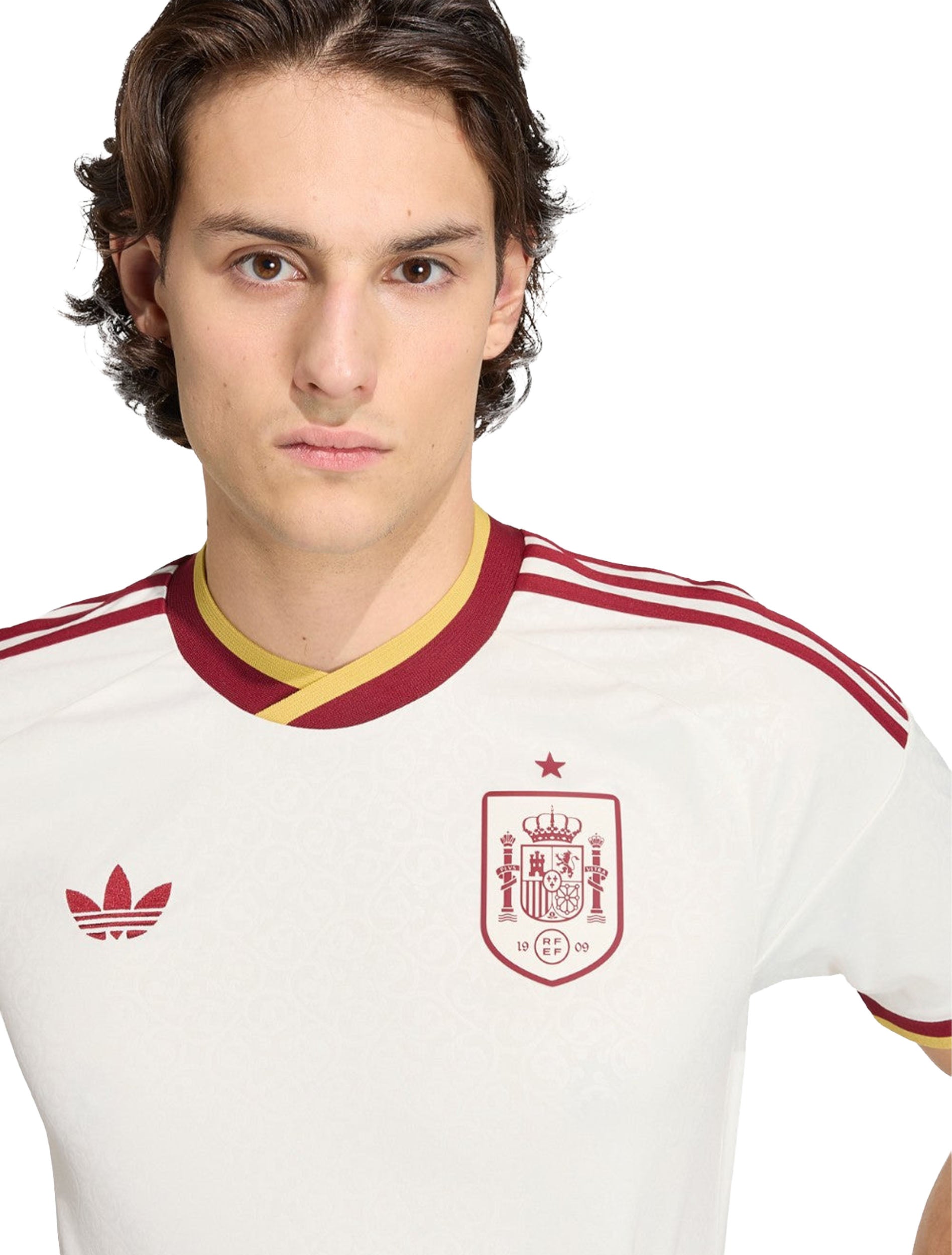 Spain RFEF crest detail on Adidas 2026 Away Jersey