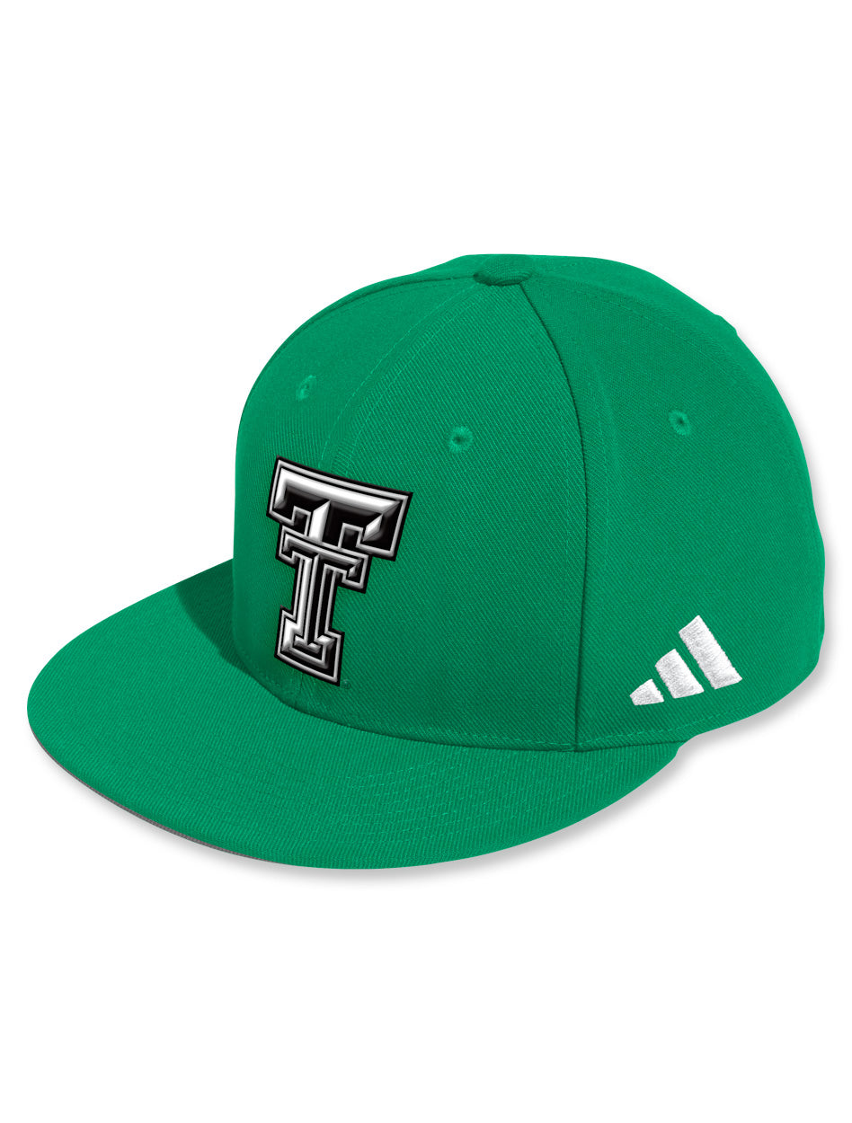 Adidas Texas Tech Double T On-Field Green Baseball Fitted Hat