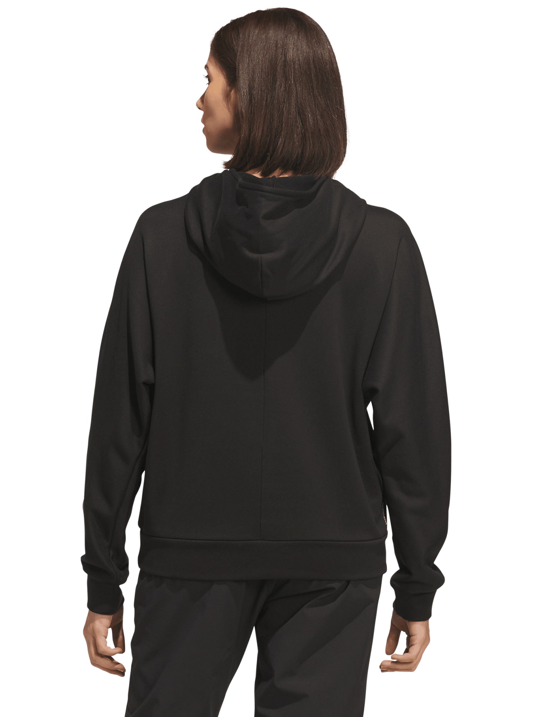 Back of the black Adidas women's golf hoodie