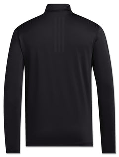 Back of the black long sleeve quarter zip showing the tonal adidas 3-Stripes below the stand collar