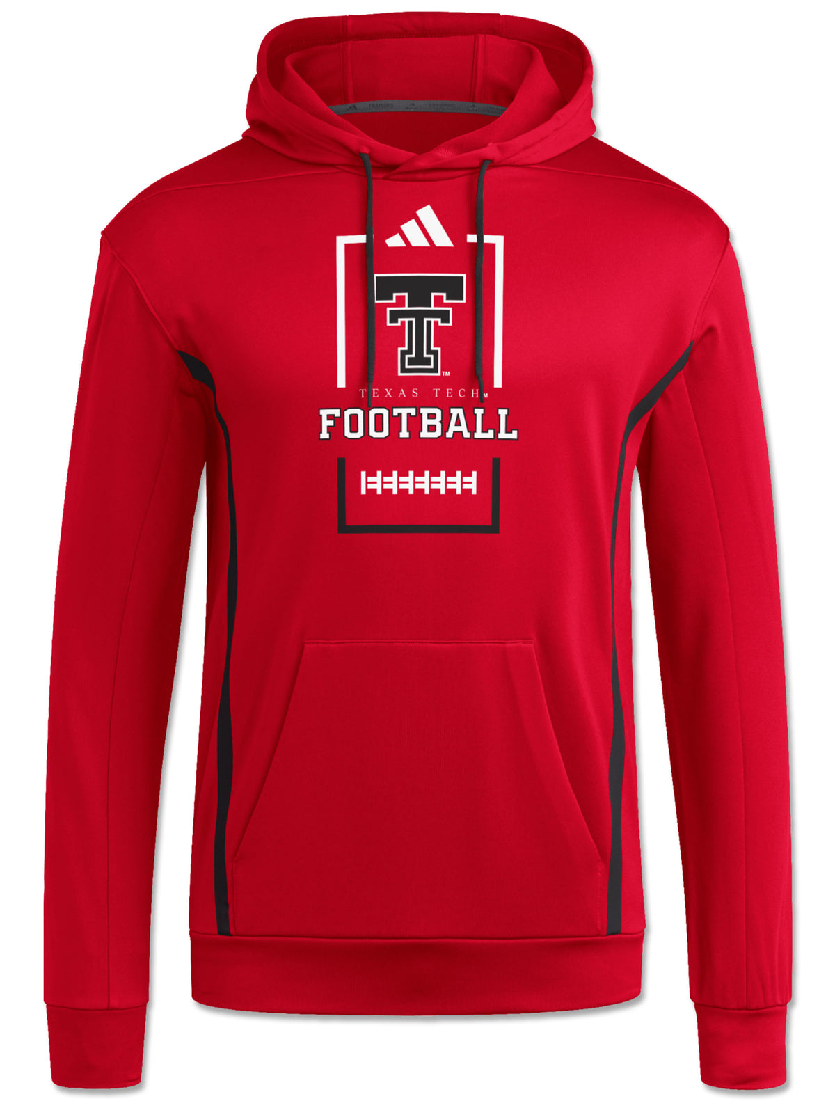 White Football logo on a red Adidas hoodie