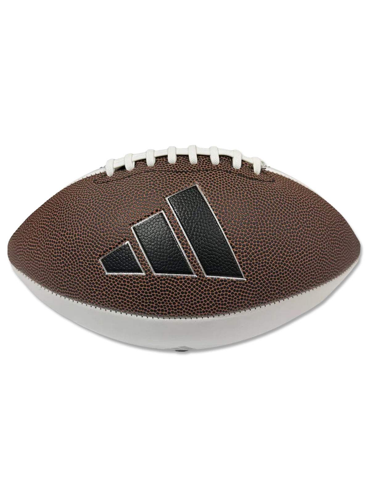 Adidas Texas Tech autograph football showing the brown panel with a black Adidas badge of sport outlined in silver