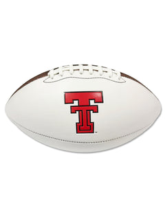Adidas Texas Tech full size autograph football with an embossed red throwback Double T outlined in black on a white signing panel