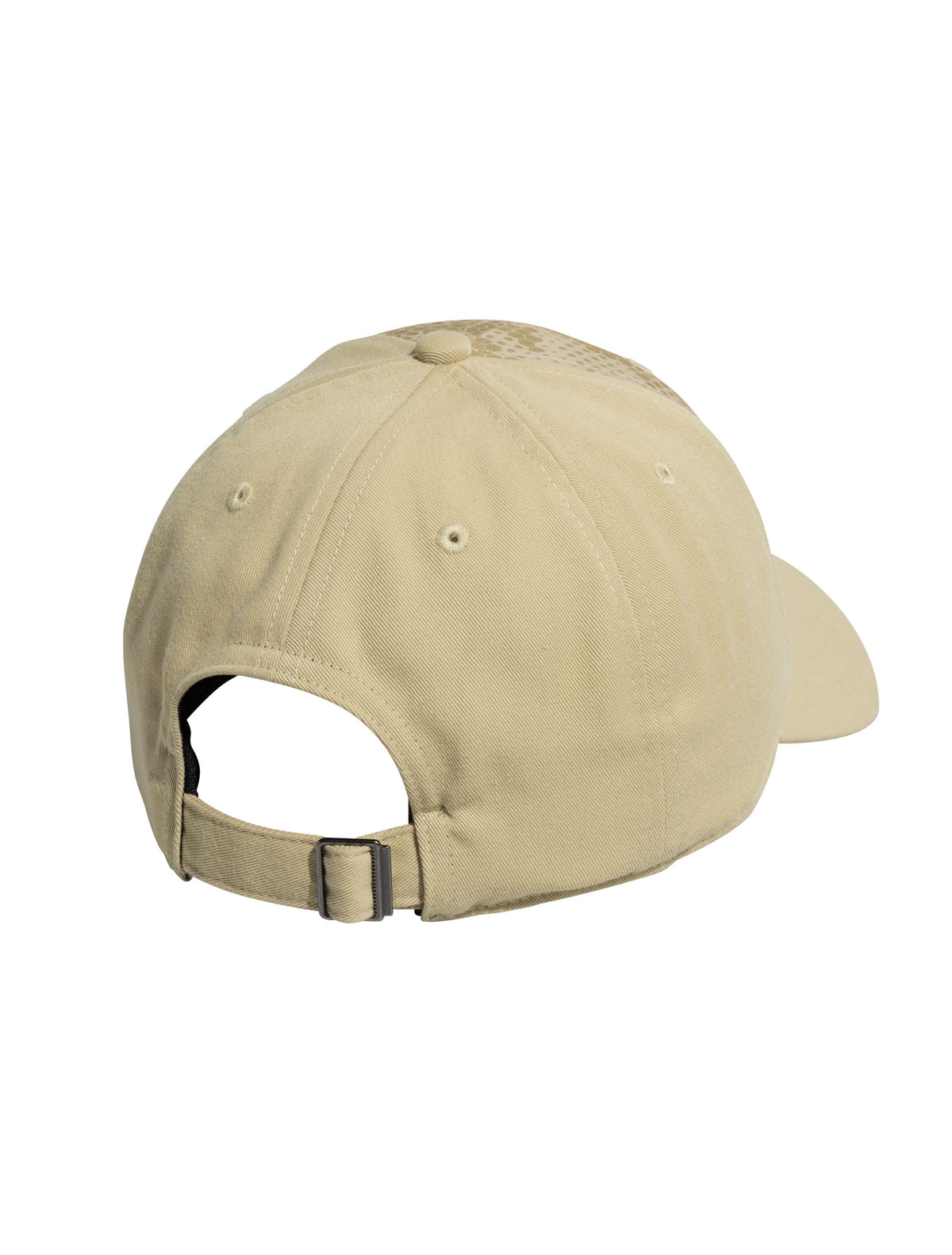 Back view of a tan Adidas Texas Tech adjustable hat with an adjustable strap and metal buckle