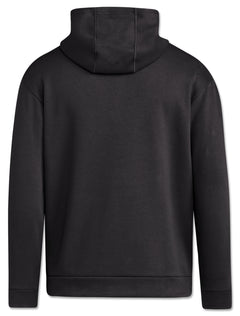 Back view of a black Adidas Texas Tech fleece hoodie