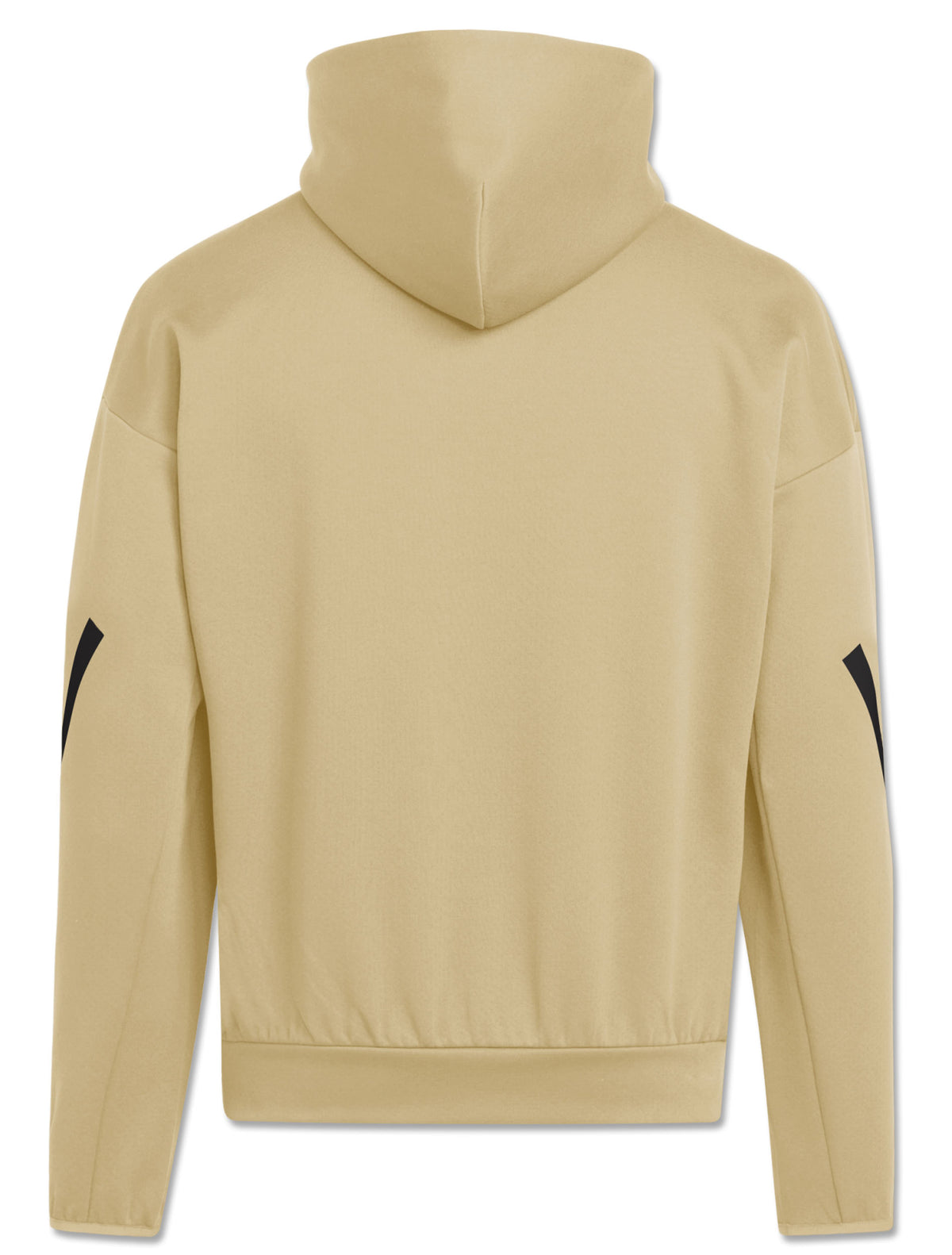 Back view of a tan Adidas Texas Tech Z.N.E. pullover hoodie with black stripes on the sleeves