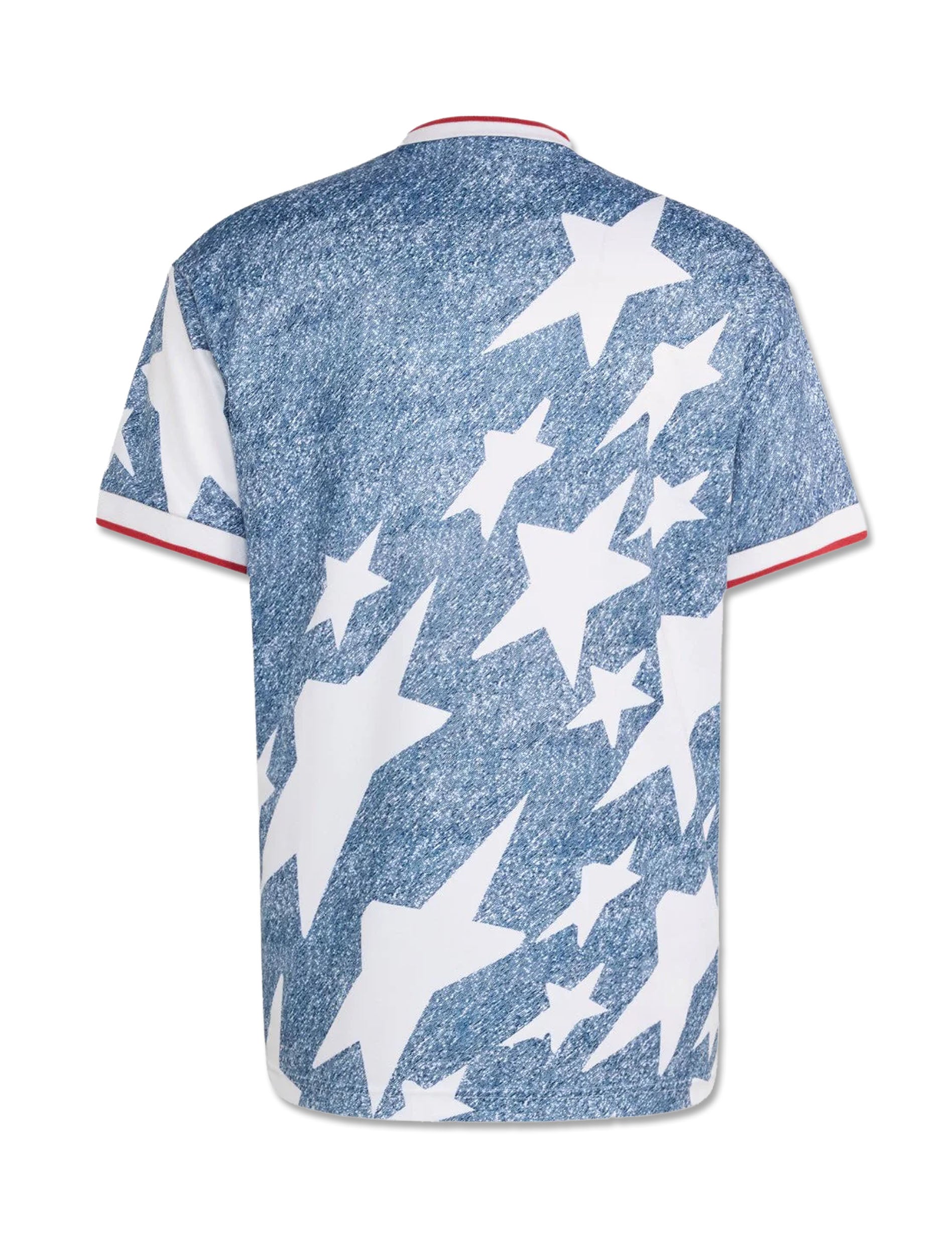 Adidas USA 94 Denim Graphic Jersey in White & Dark Blue — back view