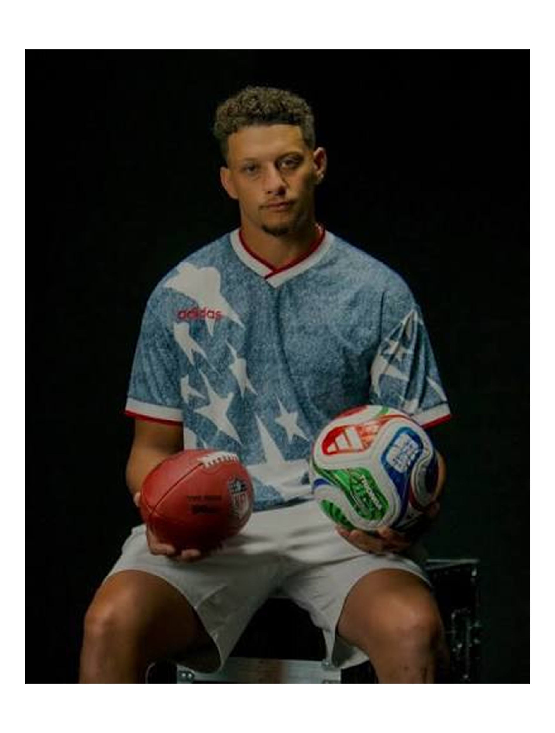 Mahomes wearing the USA 94  World Cup Jersey
