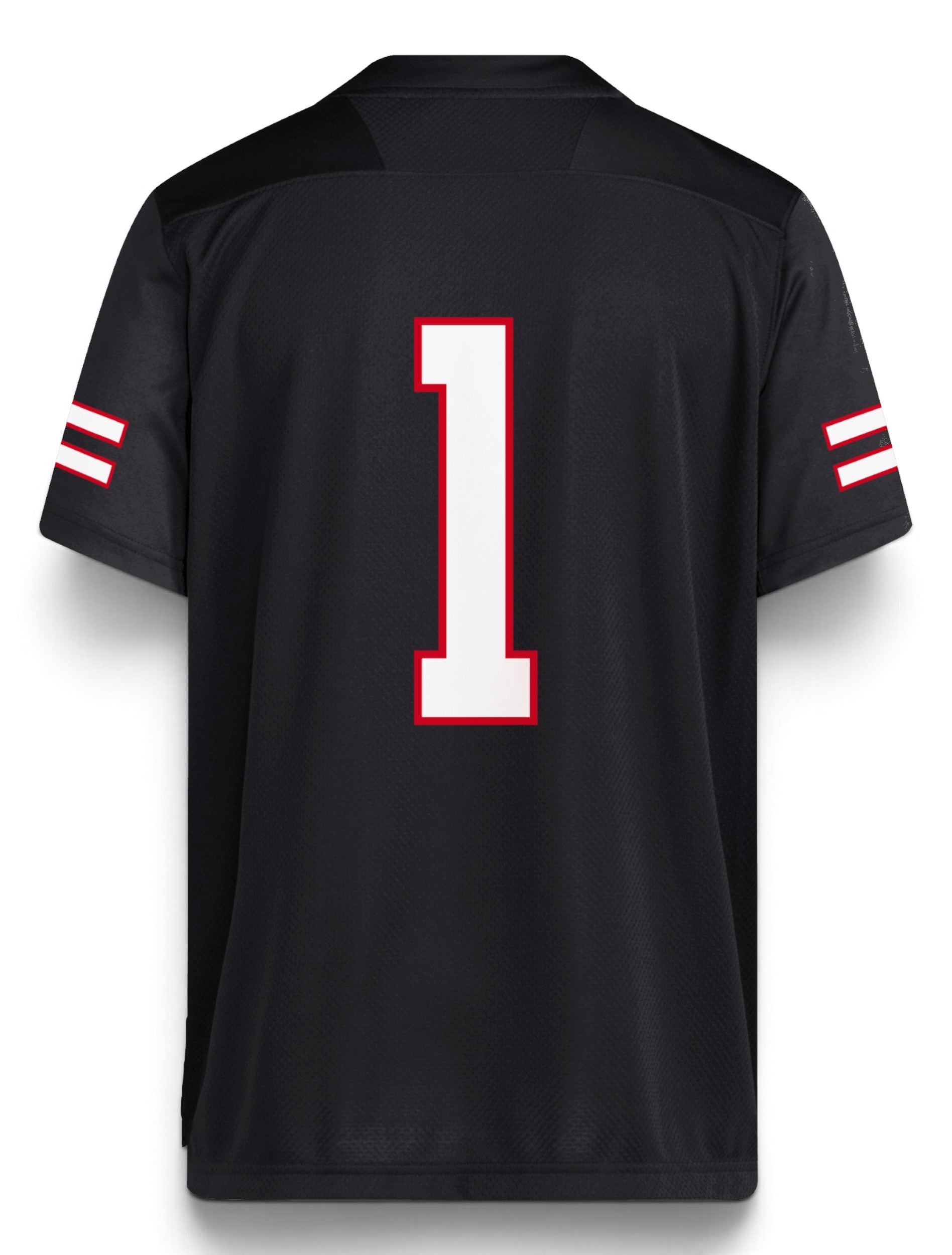 Adidas Texas Tech custom name jersey back view — black