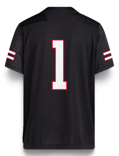 Adidas Texas Tech custom name jersey back view — black