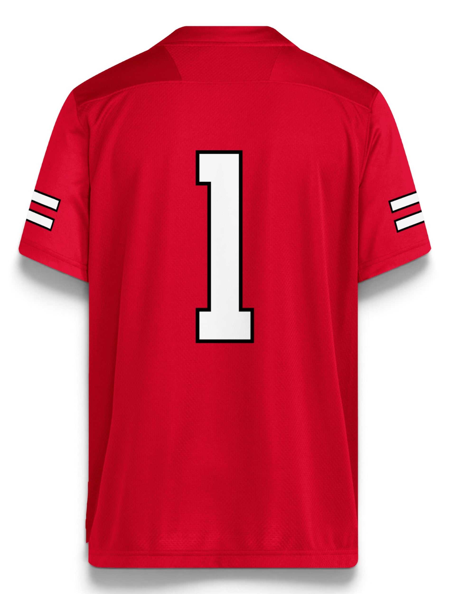 Adidas Texas Tech custom name jersey back view — red