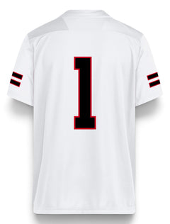 Adidas Texas Tech custom name jersey back view — white