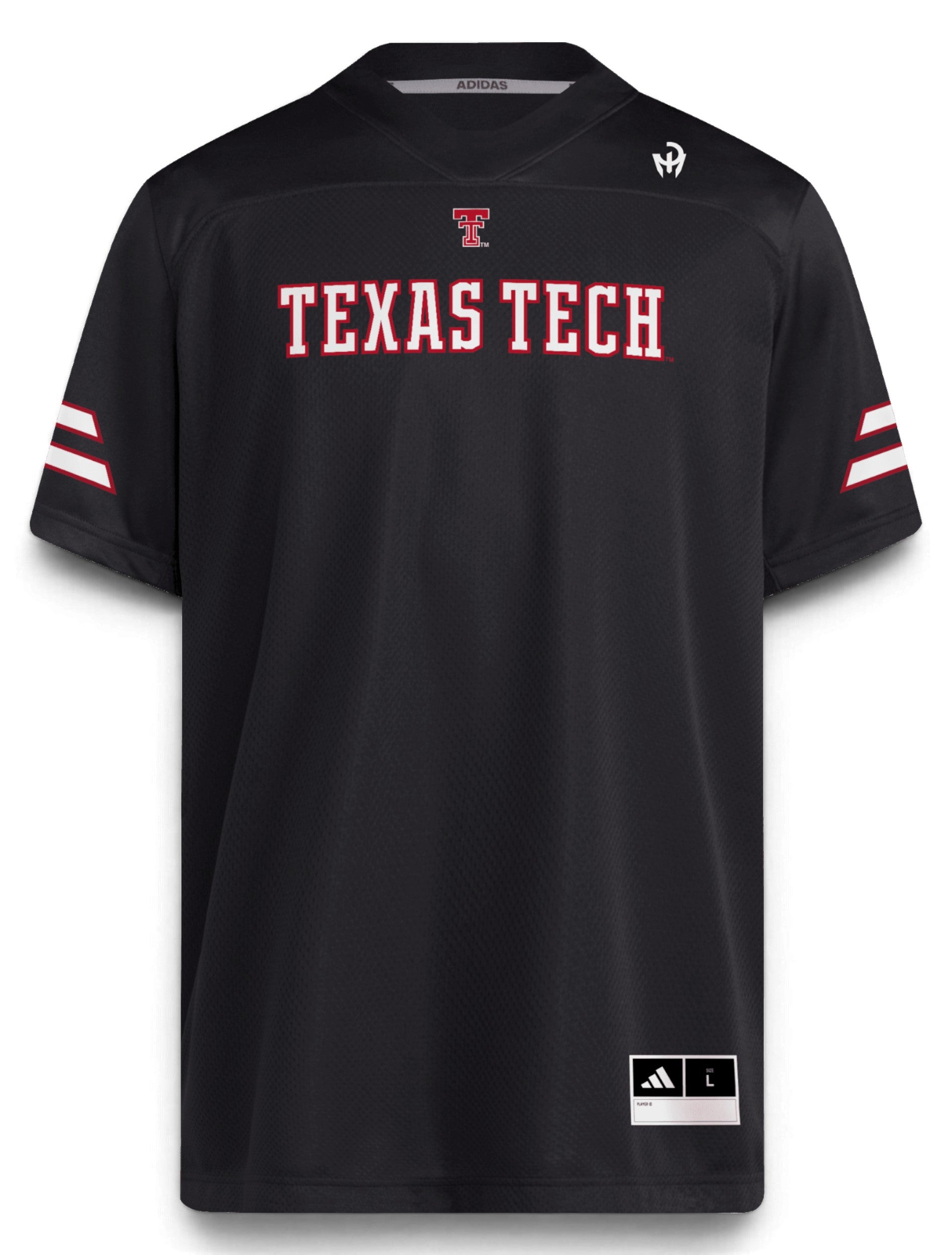 Adidas Texas Tech NIL player jersey front view - black