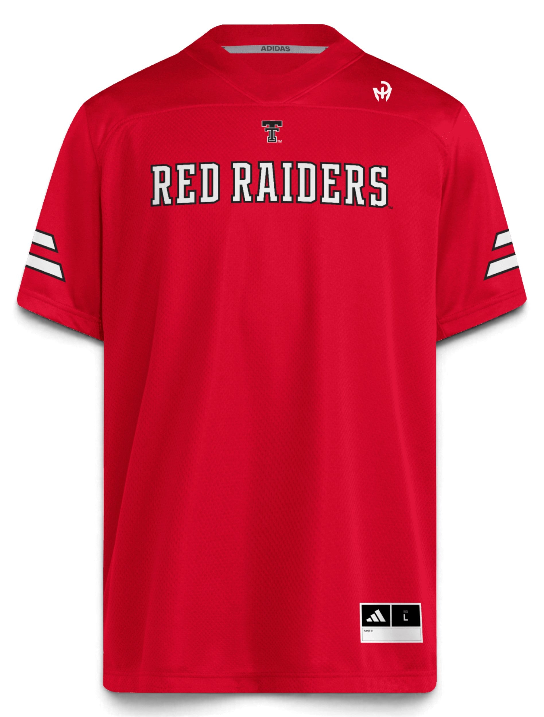 Adidas Texas Tech NIL player jersey front view - red
