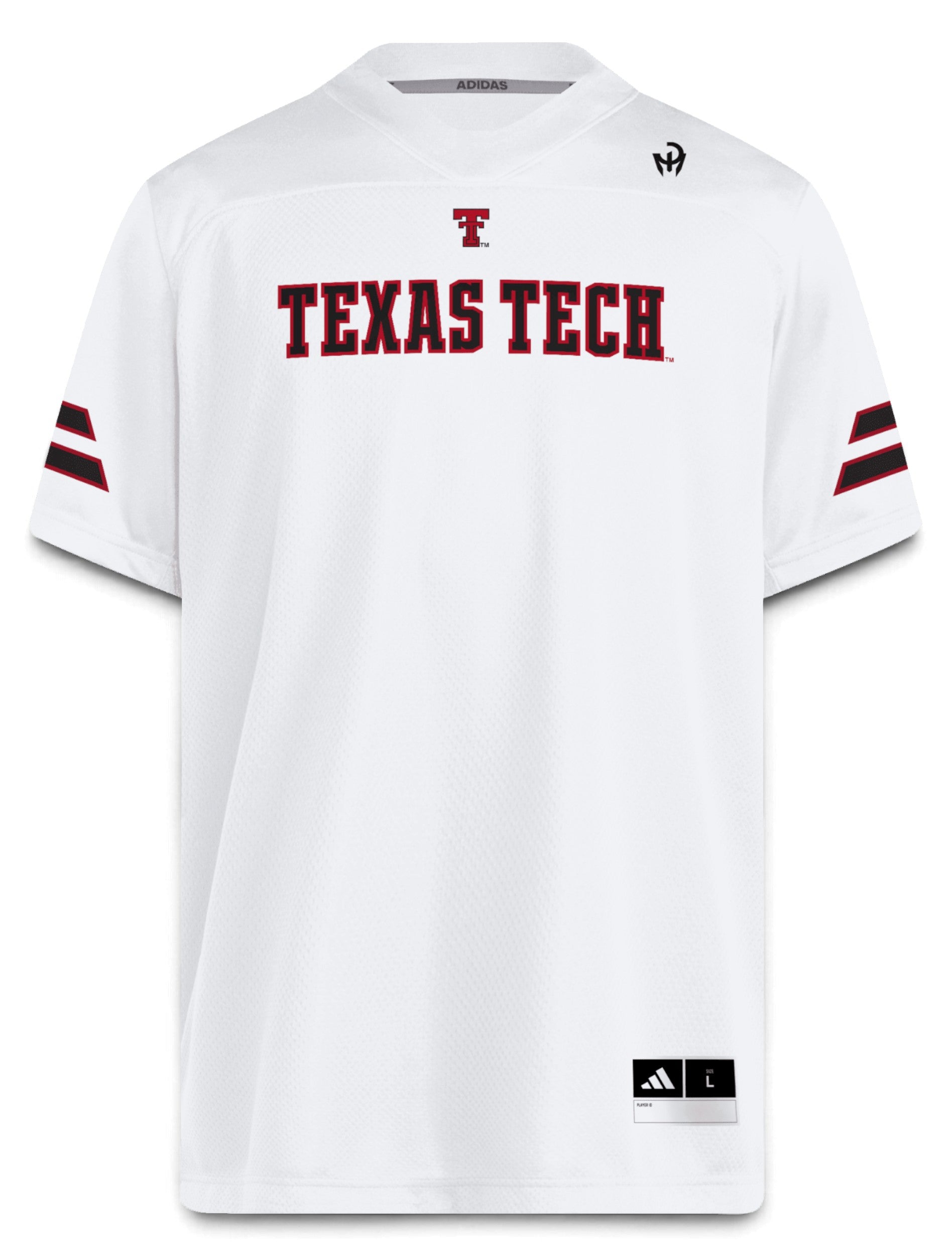 Adidas Texas Tech NIL player jersey front view - white
