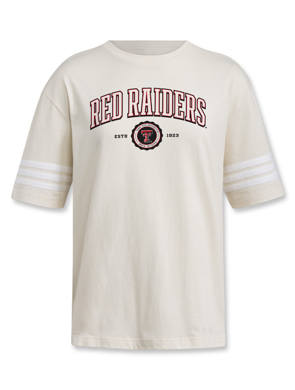 Adidas Texas Tech Women's 3 Stripe Red Raiders Short Sleeve Tee