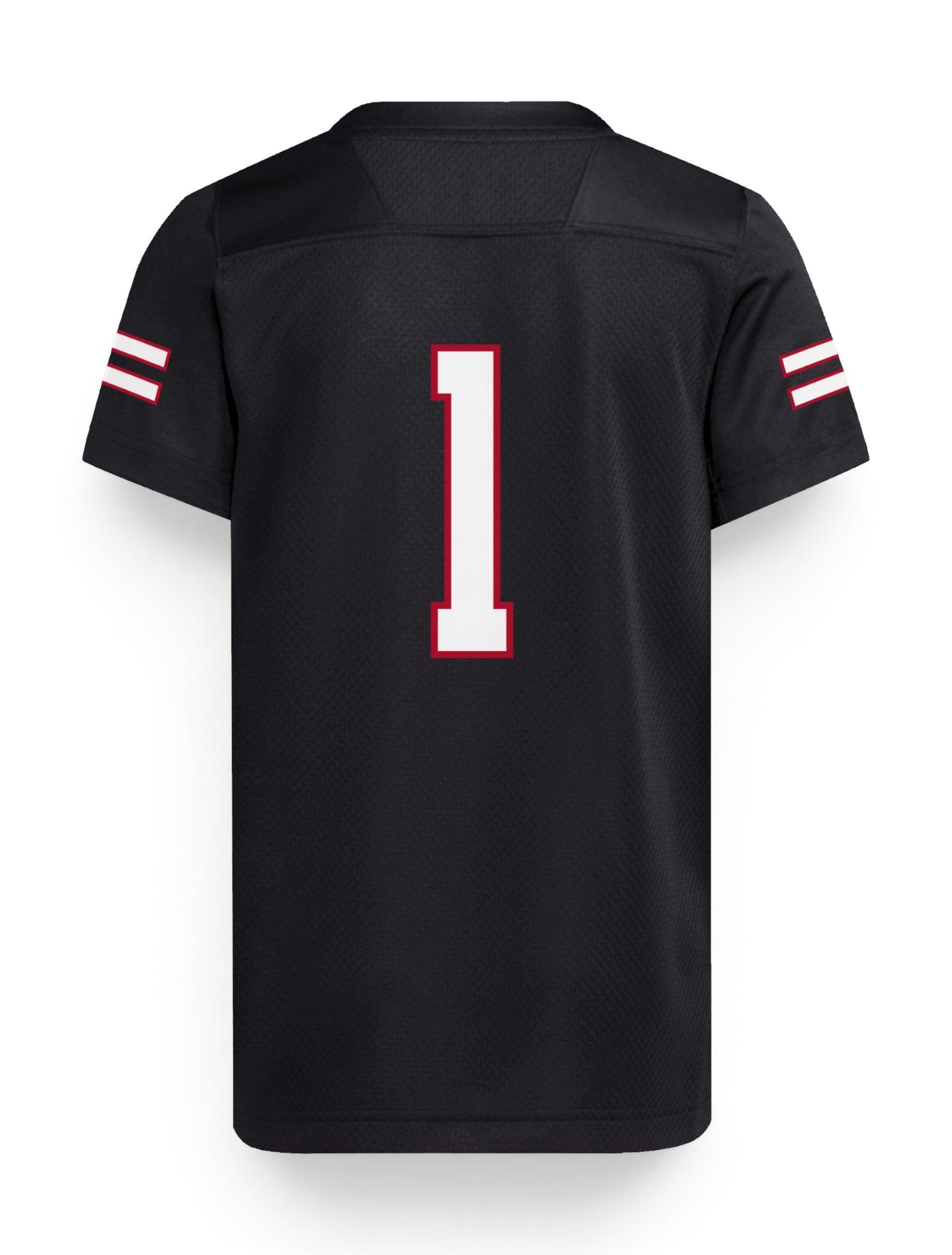 Adidas Texas Tech youth custom family name jersey back view - black