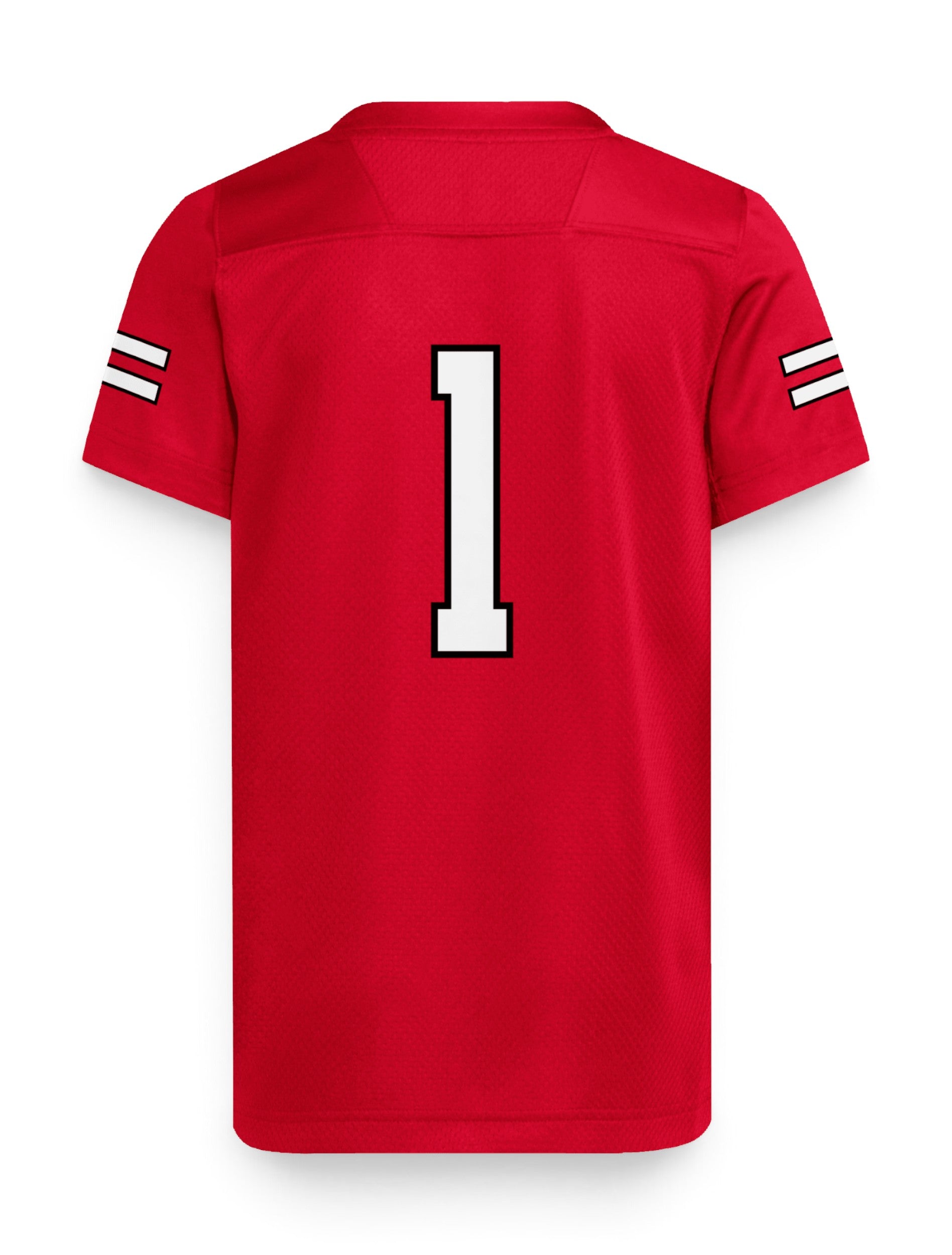 Adidas Texas Tech youth custom family name jersey back view - red