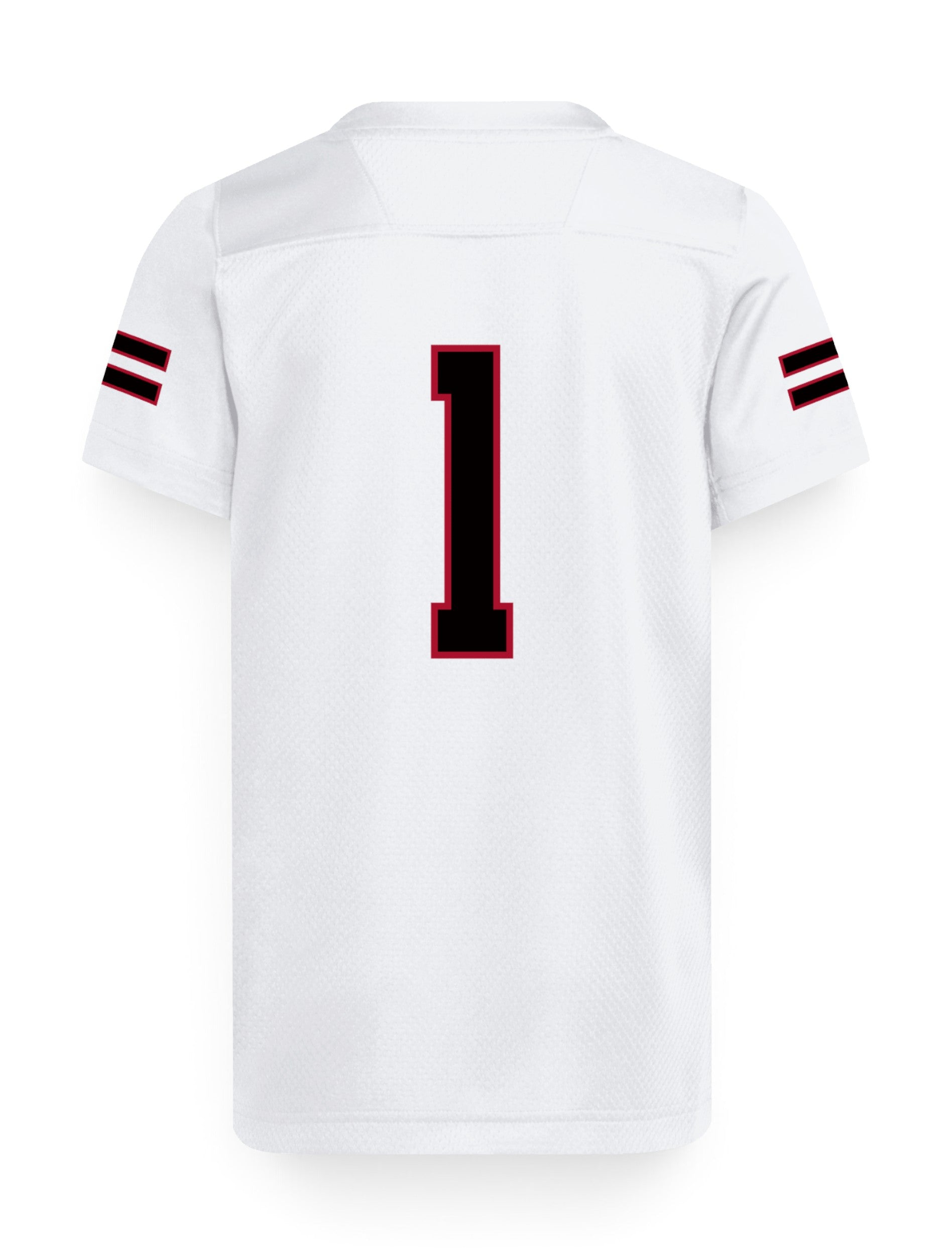 Adidas Texas Tech youth custom family name jersey back view - white