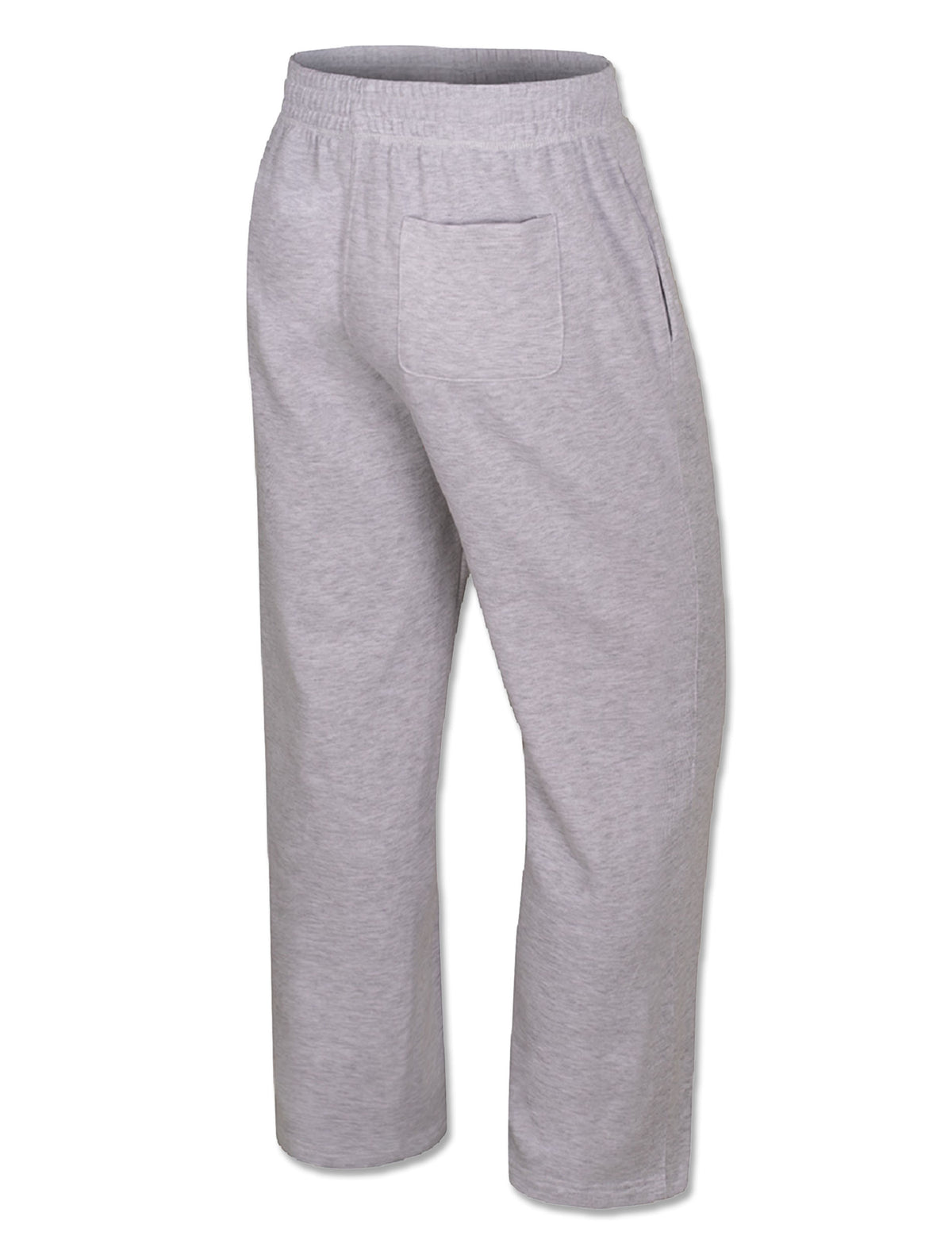 Back of light heather grey Texas Tech sweatpants showing the elastic waistband and a single patch pocket