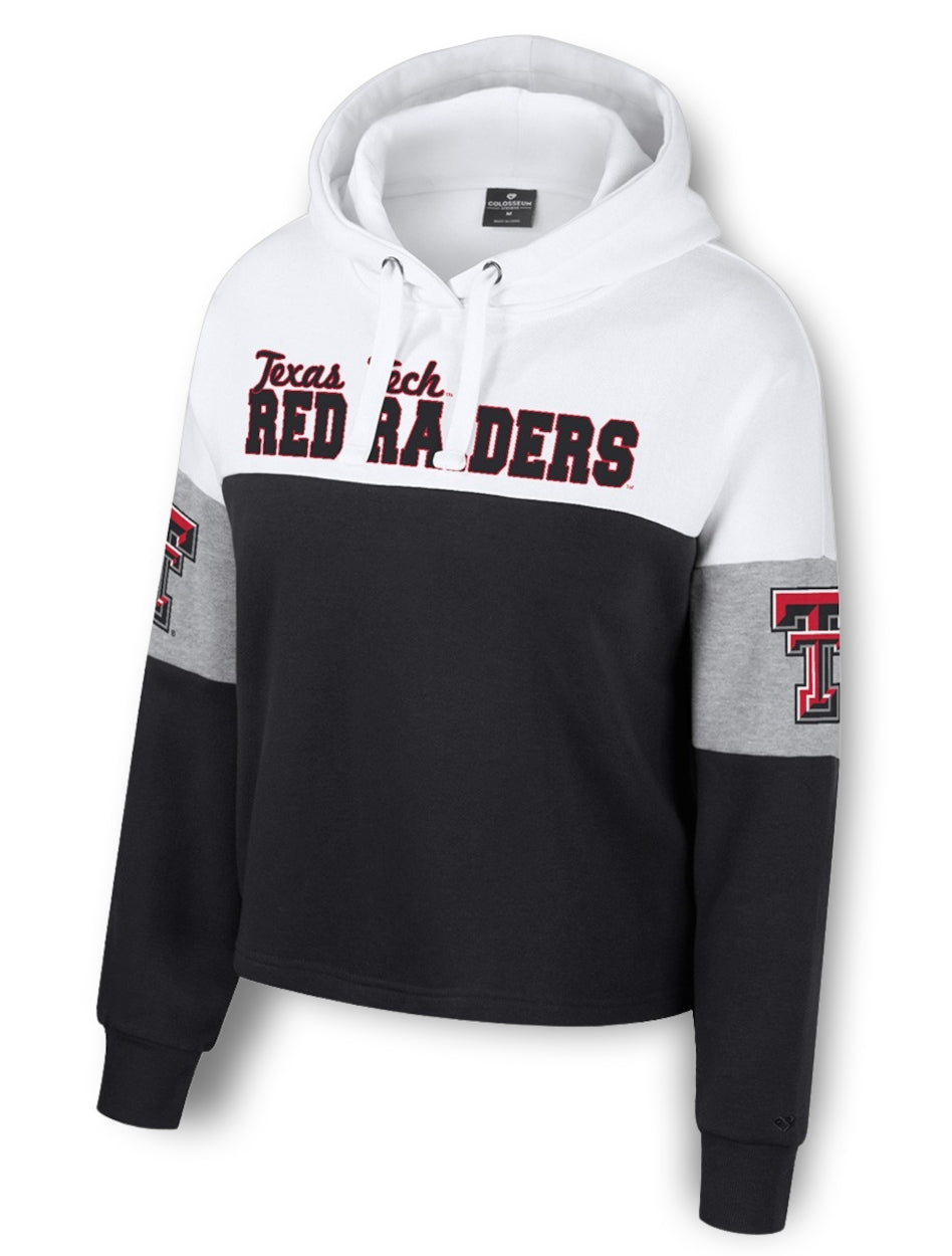 **Arena Texas Tech "Nora" Color Blocked WOMEN'S Pullover Crop Hoodie