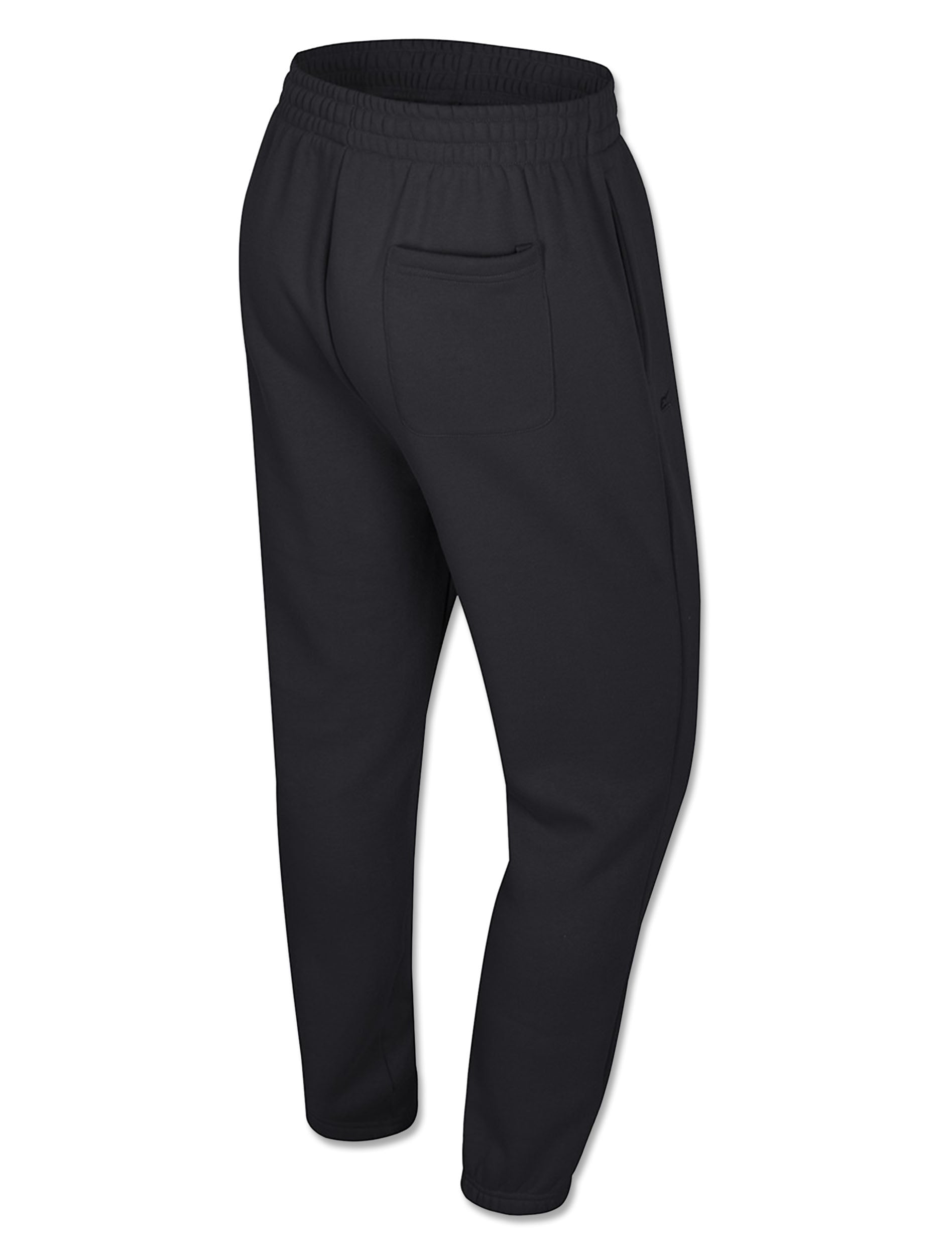 Back of black Texas Tech sweatpants showing the patch pocket at the back right and the elastic gathered hem